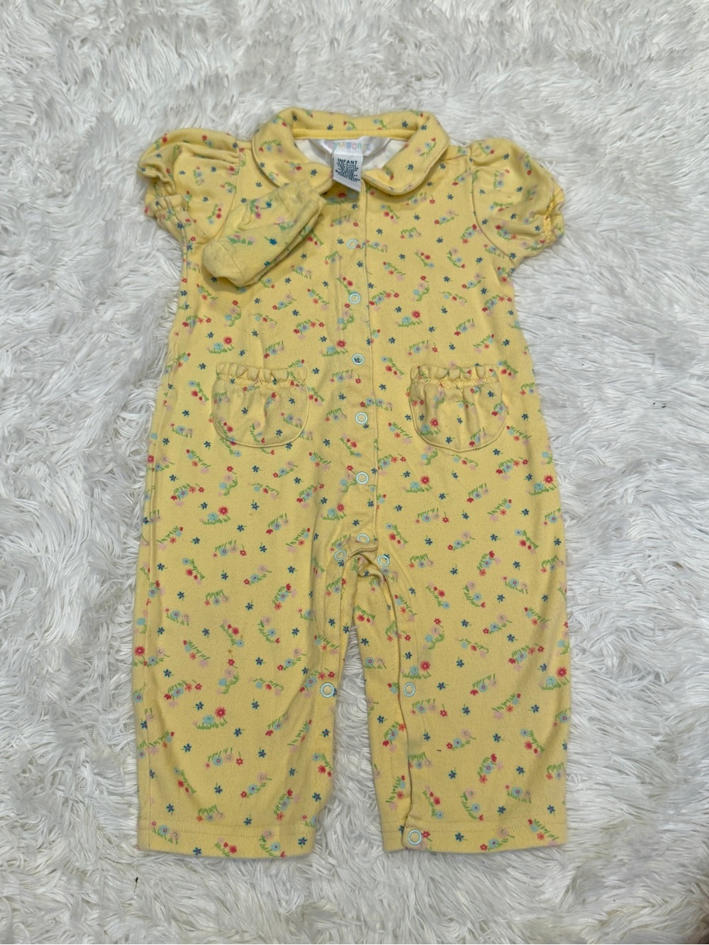 Vintage Gymboree 1998 Yellow Floral Long Romper Jumpsuit 6-12M 90s Kidcore